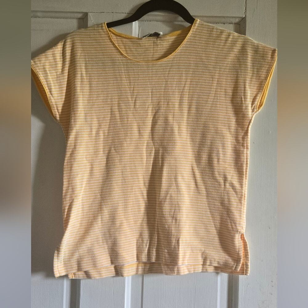 Vintage Villager cap sleeve striped shirt